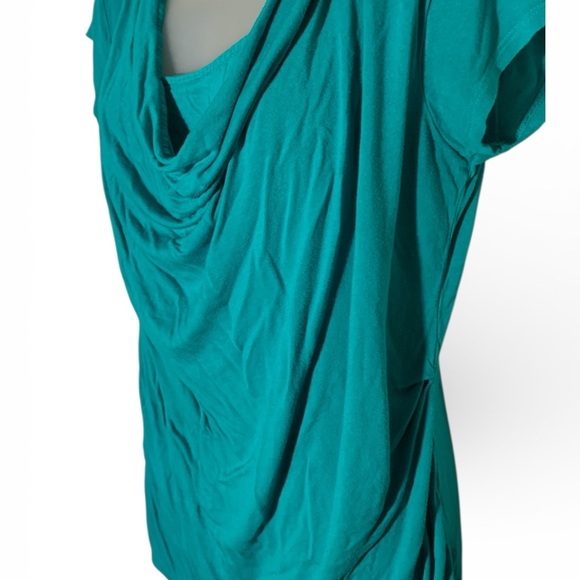 Apt. 9 Teal Short Sleeve Drape Neck Top - Picture 3 of 6